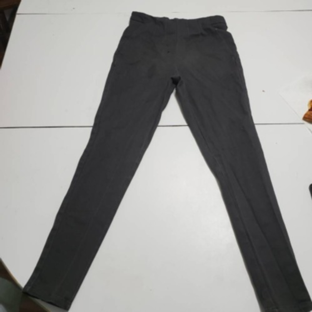 Labijou Womens Slim Skinny Jeggings Charcoal Black Stretch Pleated Front Denim S